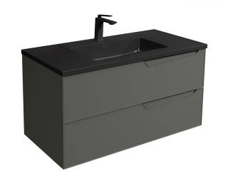 Подвесная тумба с раковиной Parly Spa Rhea80 чёрный матовый